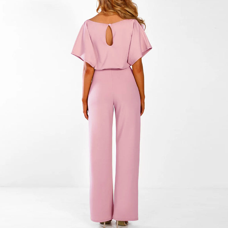 Damen Eleganter Jumpsuit mit weitem Bein und Taillengürtel für besondere Anlässe