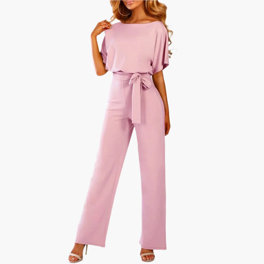 Damen Eleganter Jumpsuit mit weitem Bein und Taillengürtel für besondere Anlässe