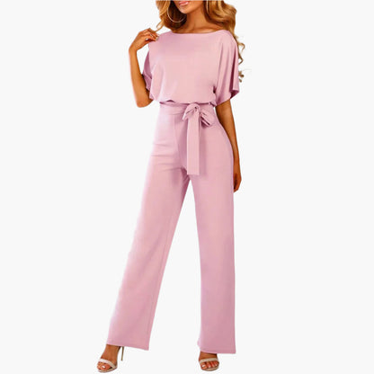 Damen Eleganter Jumpsuit mit weitem Bein und Taillengürtel für besondere Anlässe