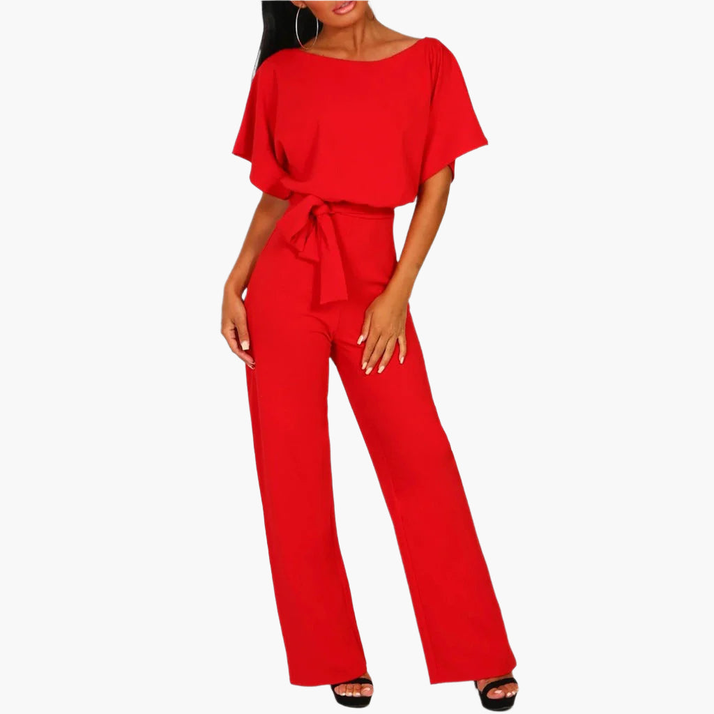 Damen Eleganter Jumpsuit mit weitem Bein und Taillengürtel für besondere Anlässe