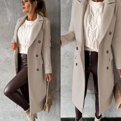 Damen Wintermantel – Eleganter Business- und Alltagsmantel, Doppelreihig, Modernes Design