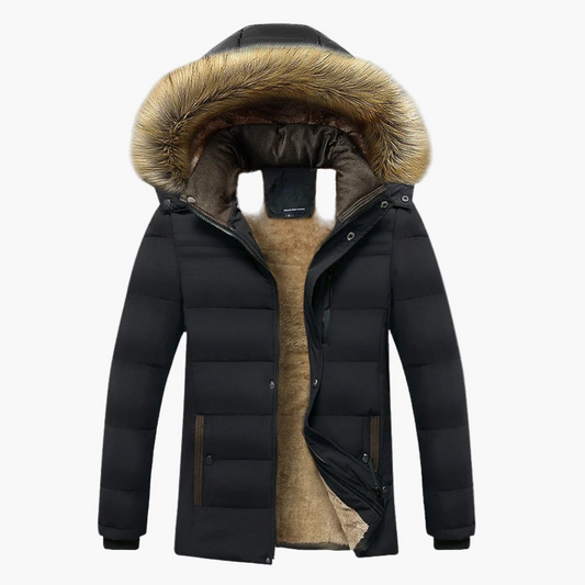 Herren Winter Parka mit Kapuze und Kunstfell – Gepolsterte Outdoorjacke für Alltag & Freizeit