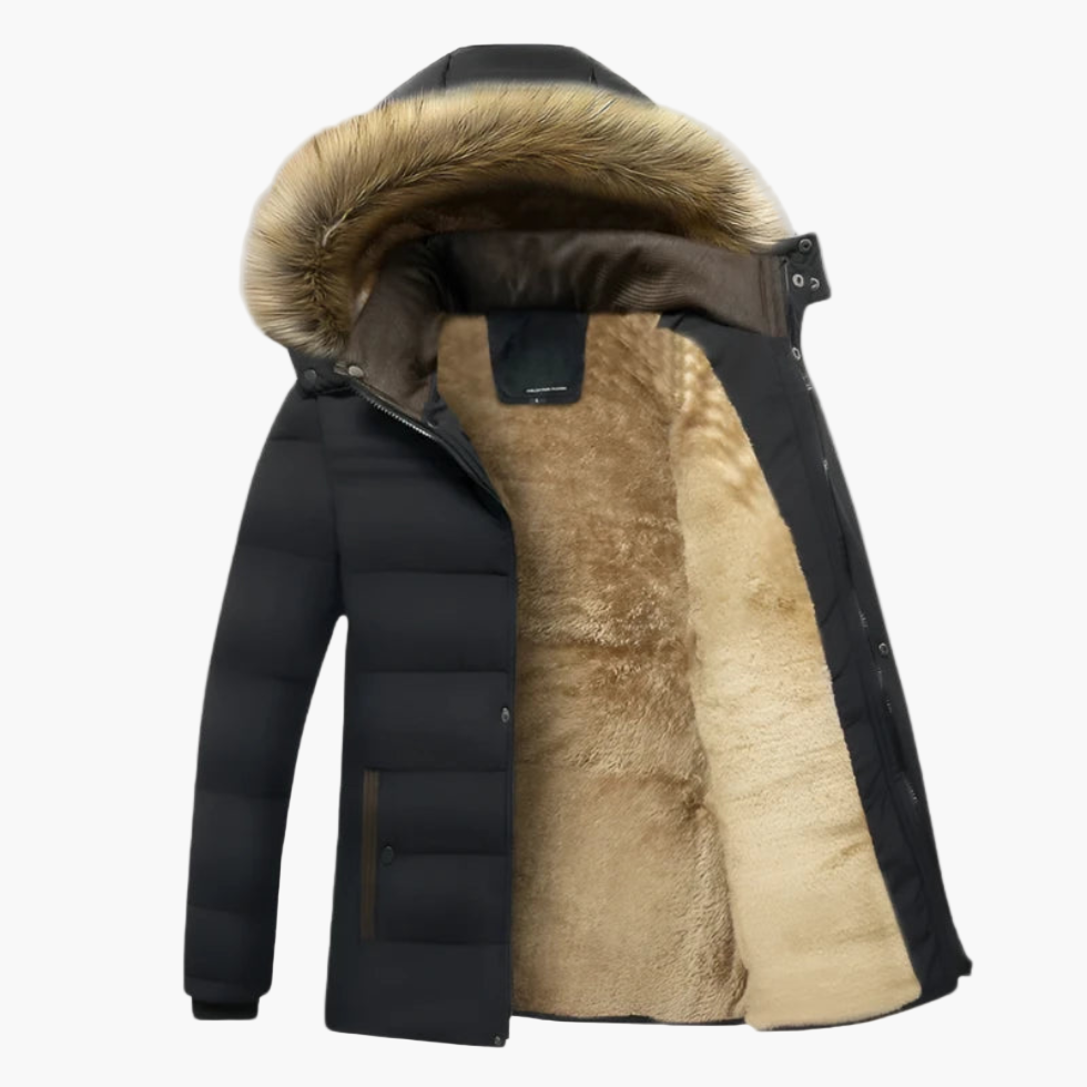 Herren Winter Parka mit Kapuze und Kunstfell – Gepolsterte Outdoorjacke für Alltag & Freizeit