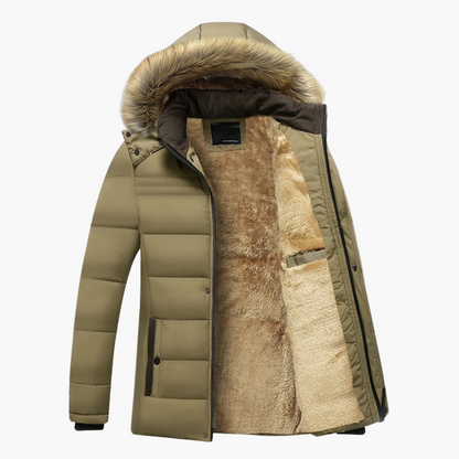 Herren Winter Parka mit Kapuze und Kunstfell – Gepolsterte Outdoorjacke für Alltag & Freizeit
