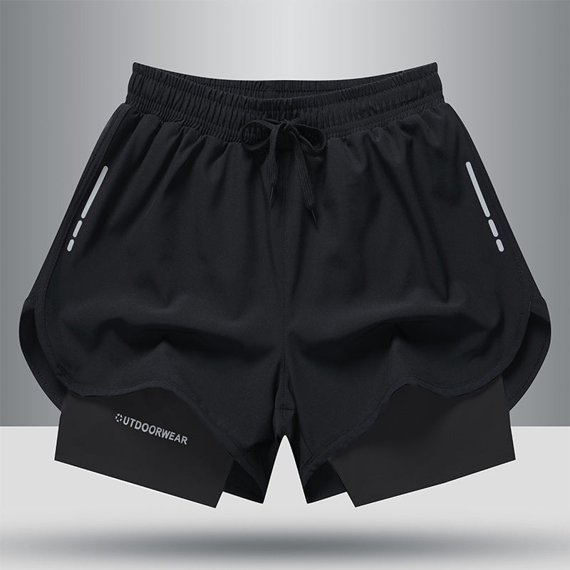 Ian – Sportliche Herren-Shorts mit Kordelzug und doppelter Schicht, schnelltrocknend und hoch elastisch