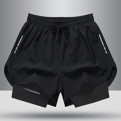 Ian – Sportliche Herren-Shorts mit Kordelzug und doppelter Schicht, schnelltrocknend und hoch elastisch