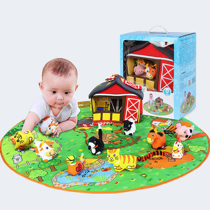 Baby Spielmatte Jungle Stil – Krabbeldecke mit Tierfiguren für Jungen und Mädchen, Lernspielzeug, Activity Mat