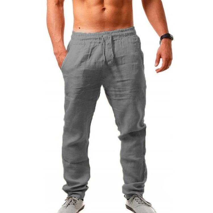 Sommerhose Herren – Leichte Leinenhose mit Gummibund für Freizeit & Strand