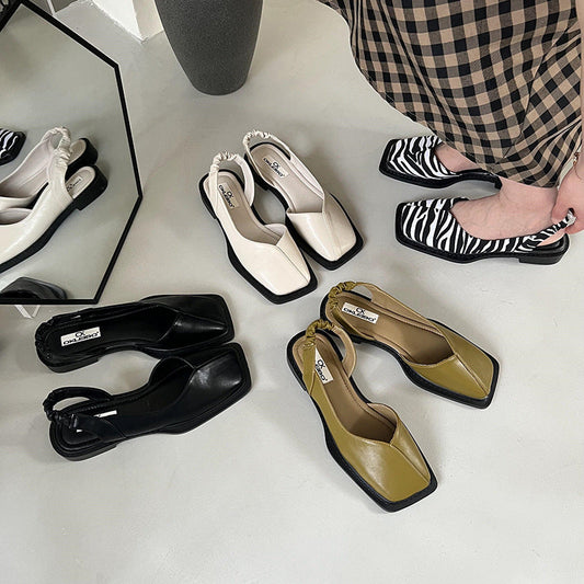 Karen – Modische Schuhe mit Quadratischem Absatz und Freier Ferse