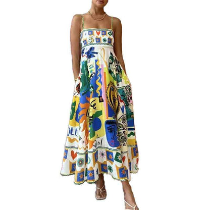 Catherine – Ärmelloses Hoch Tailliertes Druckkleid