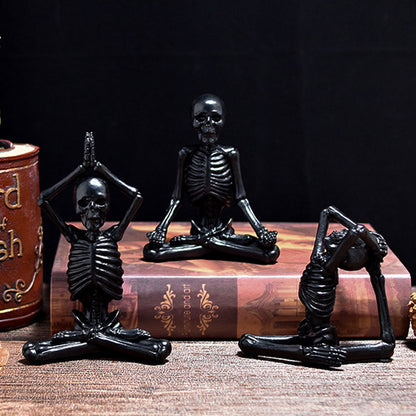 Halloween Deko Skelett Yoga Figuren – Lustige Gruseldeko für Partys & Zuhause