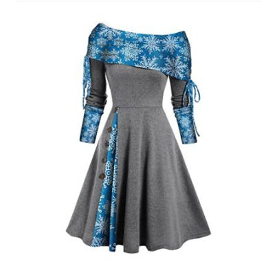 Natalie – Langes, schwingendes Ein-Schulter-Kleid mit langen Ärmeln