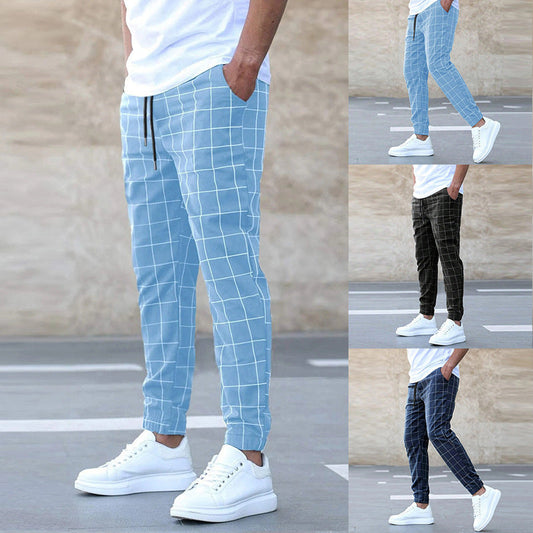 Herren Casual Karierte Jogginghose – Stilvolle Straight-Leg Freizeithose für Alltag und Sport