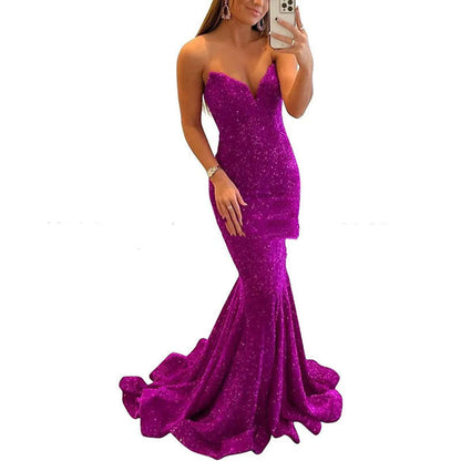 Pamela – Glitzerndes Abendkleid für Frauen mit sexy langem Schnitt