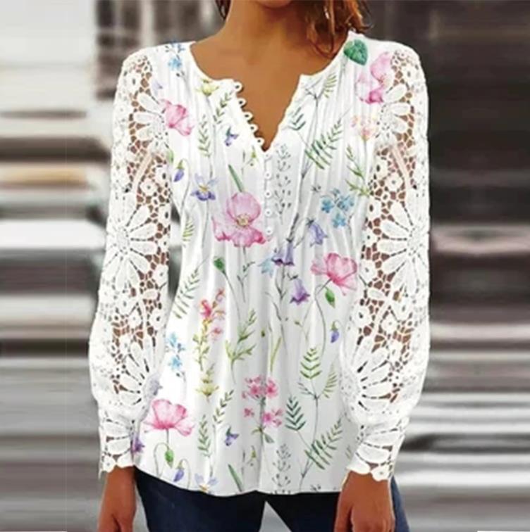 Stan – Damen T-Shirt mit Spitzenärmeln und Falten