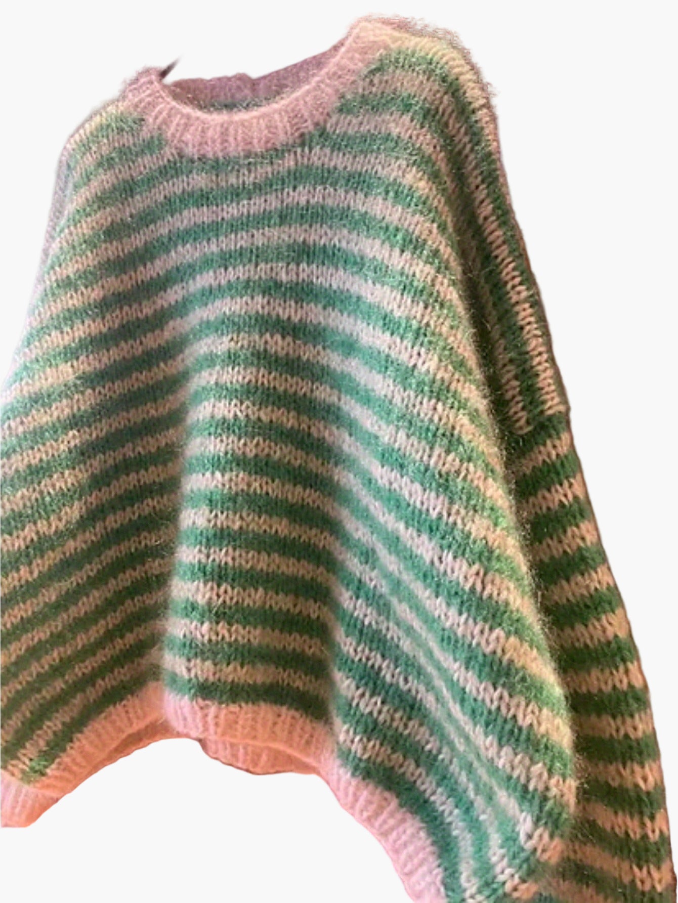 Damen Oversize Pullover Gestreift Lockerer Stil Herbst Winter Freizeit