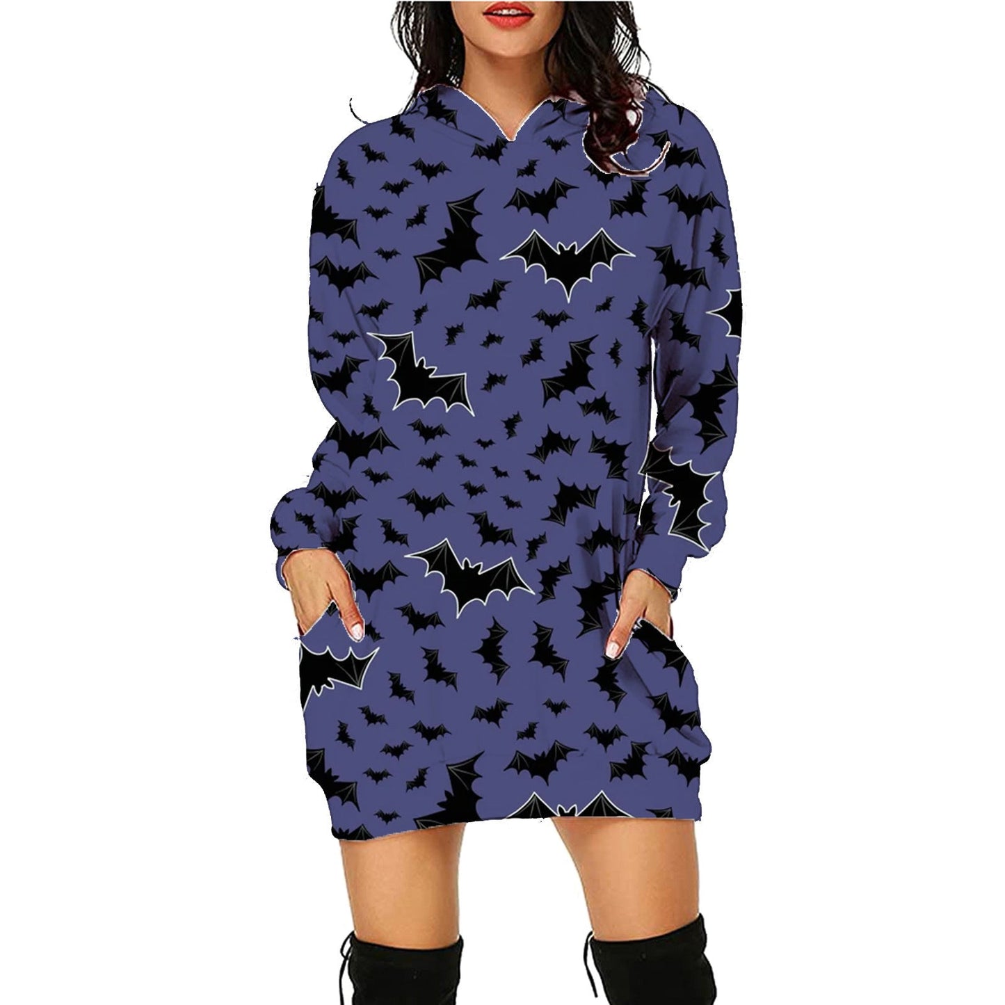 Damen Halloween Hoodie Kleid – Lustiges Kostüm für Halloween-Partys und Gruselige Anlässe