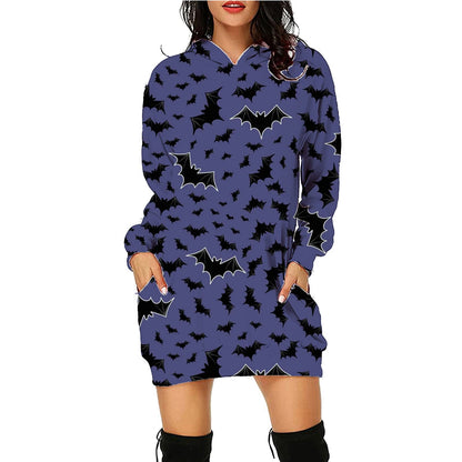 Damen Halloween Hoodie Kleid – Lustiges Kostüm für Halloween-Partys und Gruselige Anlässe