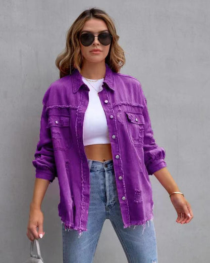 Phoebe – Modische Ripped Shirtjacke für Frauen im Herbst und Frühling