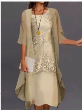 Damen Festliches Chiffon Zweiteiler Kleid mit Spitzenbesatz – Elegantes Outfit für besondere Anlässe