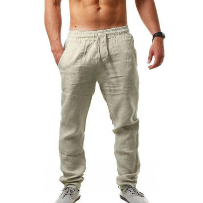 Sommerhose Herren – Leichte Leinenhose mit Gummibund für Freizeit & Strand