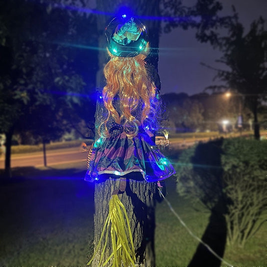 Halloween Deko Hexen-Anhänger mit Lichterkette für draußen – Perfekt für gruselige Partys und Gärten