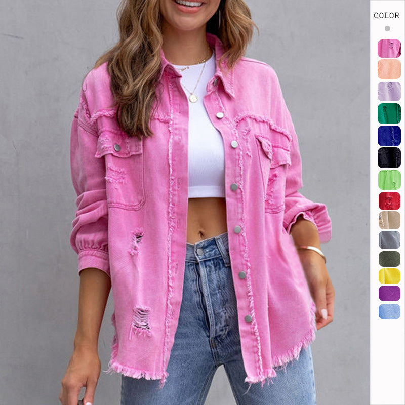 Phoebe – Modische Ripped Shirtjacke für Frauen im Herbst und Frühling