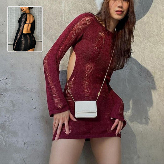 Anna – Schickes, figurbetontes, langärmliges Kleid mit tiefem Rückenausschnitt