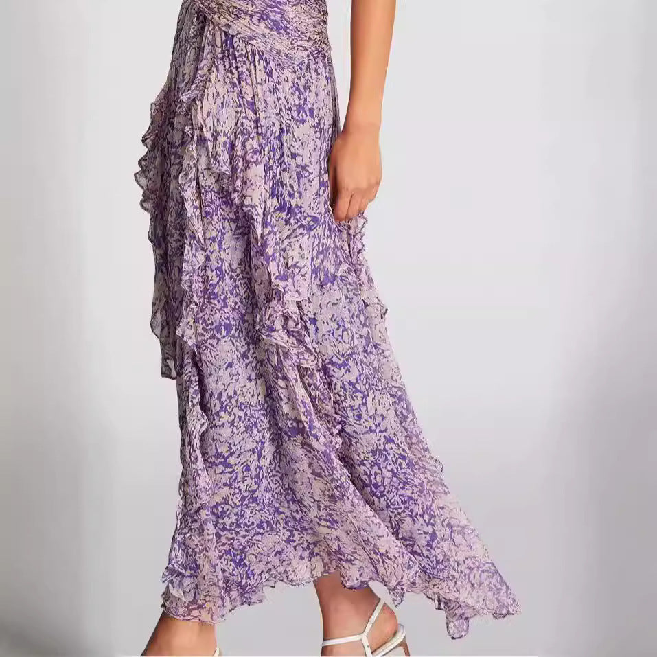 Zoe – V-Ausschnitt Chiffonkleid mit schulterfreiem Design