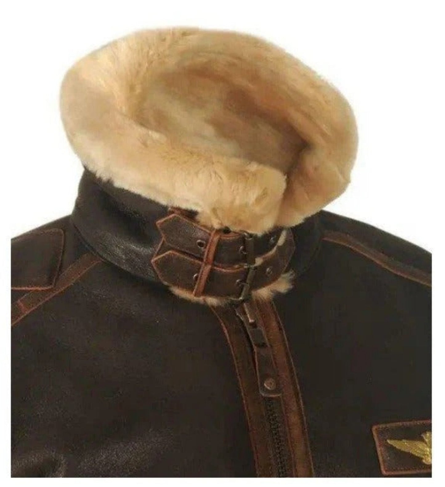 Herren Vintage Fliegerjacke mit Lammfellkragen – Winterjacke im Aviator-Stil