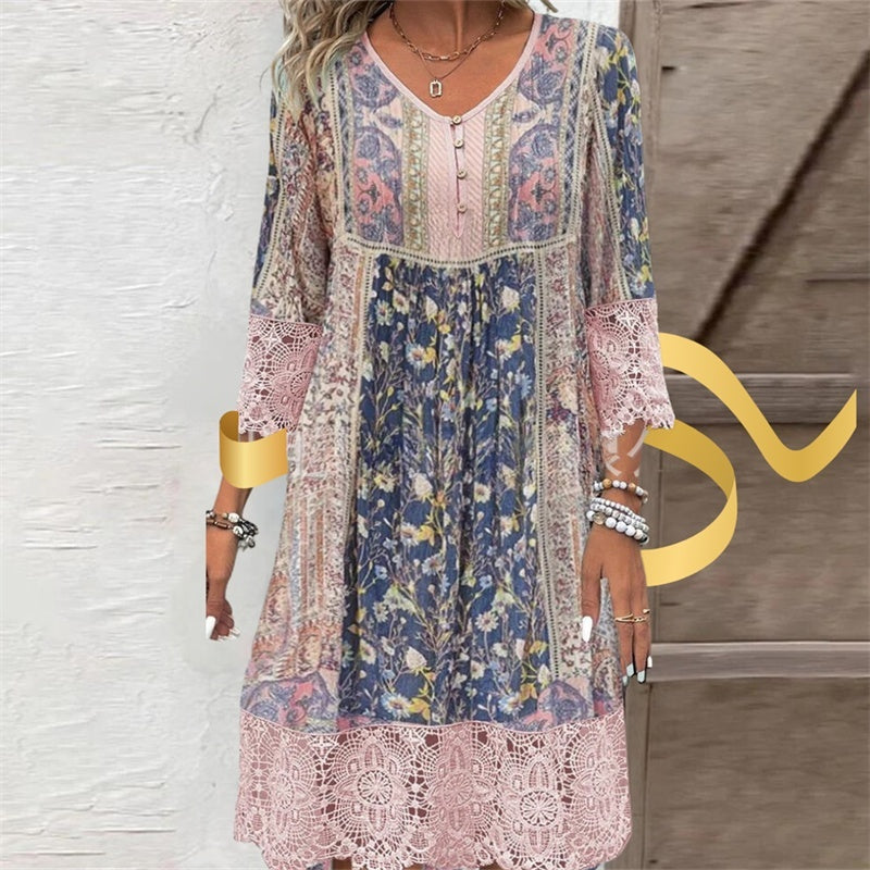 Victoria – Retro Druck Spitzenkleid