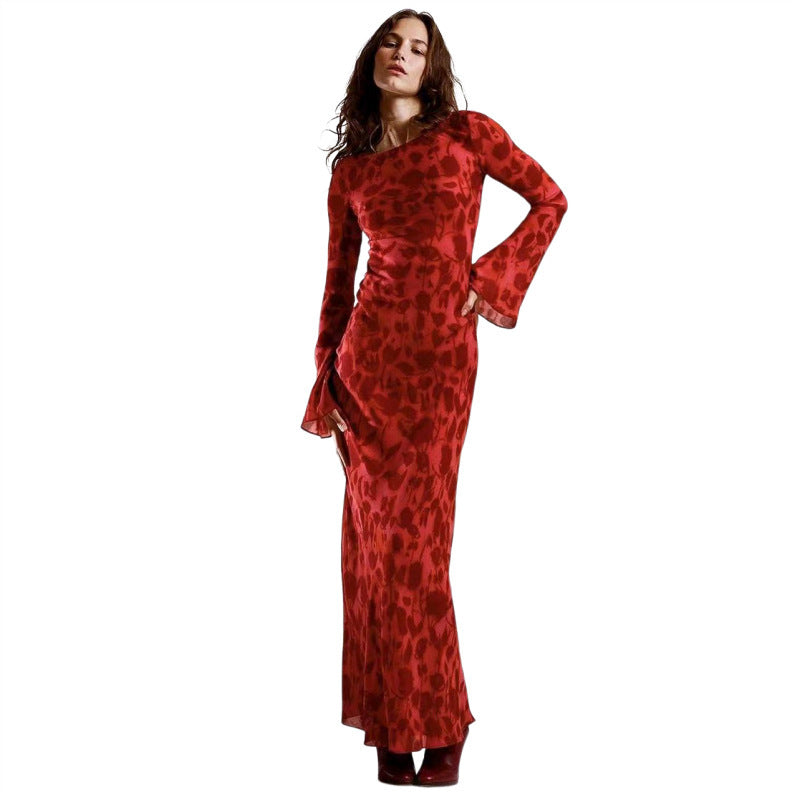 Heather – Langärmliges Chiffonkleid mit tailliertem Schnitt
