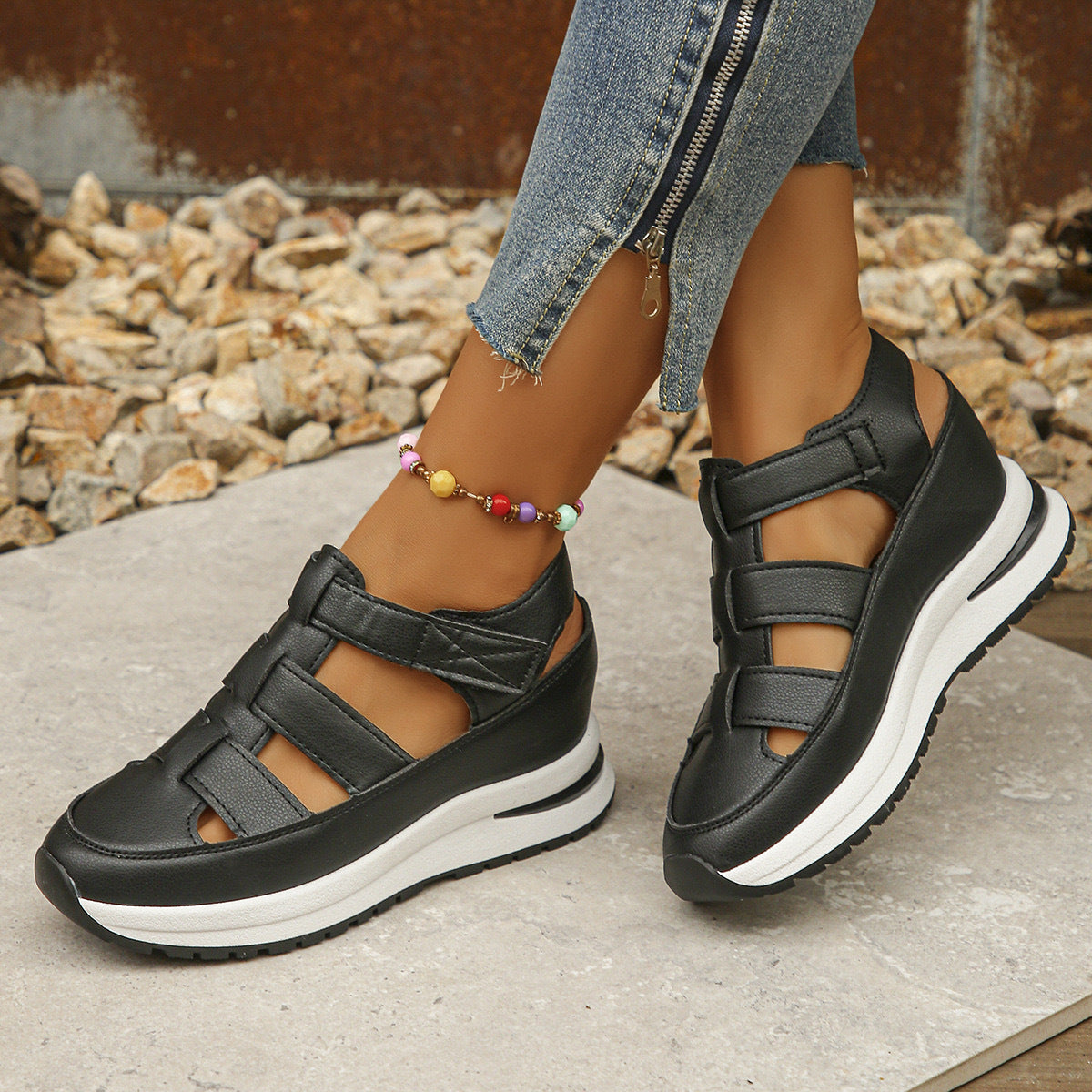 Heidi – Atmungsaktive Wedge-Schuhe mit offenem Zehenbereich