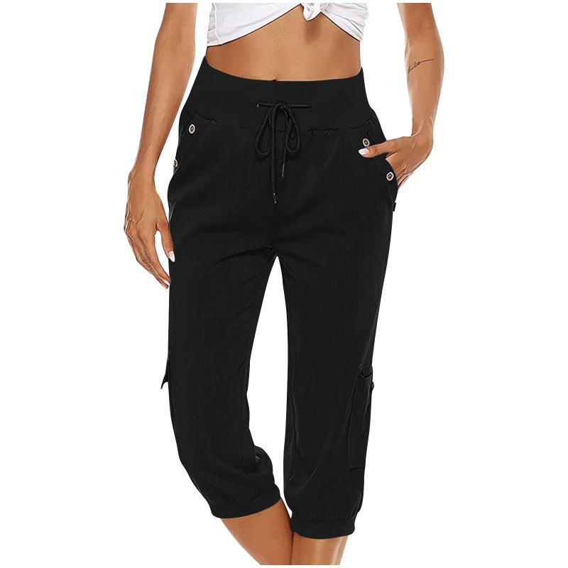 Rachel – Modische Damen Cargo-Hosen aus Baumwolle und Leinen mit Taschen