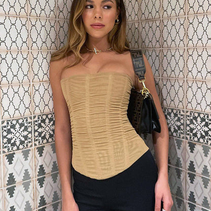 Janet – Ärmelloses Schmaler Crop Top mit Mesh für Damen im Sommer