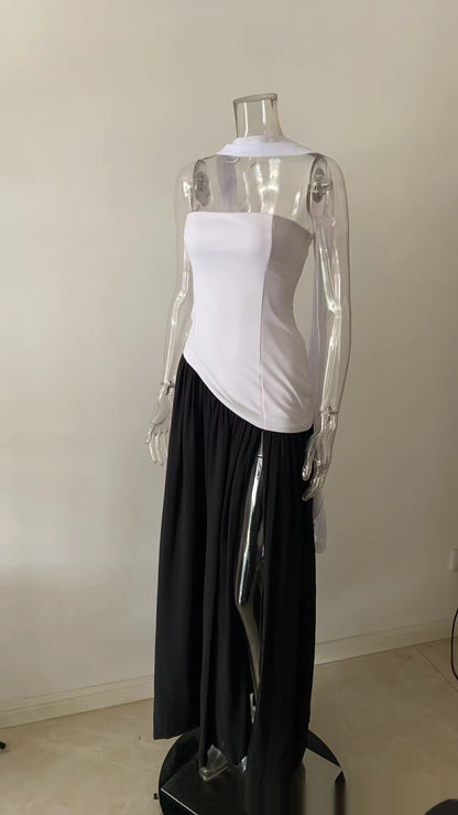 Damen Abendkleid Elegant Asymmetrisch mit Schlitz – Modernes Maxikleid für besondere Anlässe