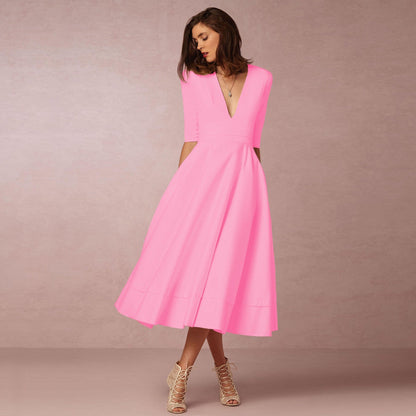 Alison – V-Ausschnitt Kleid im Retro 60er Swing Stil
