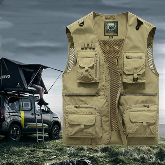 Herren Outdoor Multifunktions-Weste – Angeln, Camping & Abenteuer, atmungsaktiv, leicht, mit vielen Taschen