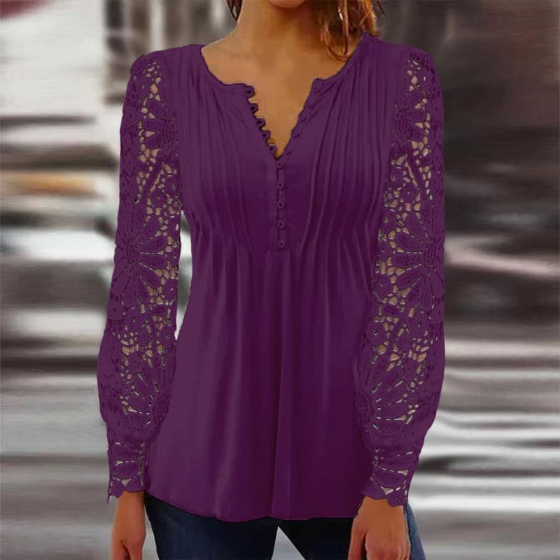 Stan – Damen T-Shirt mit Spitzenärmeln und Falten