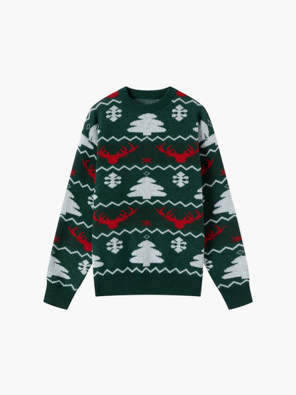 Herren Weihnachts-Pullover mit Rentier- und Tannenbaum-Muster für festliche Anlässe