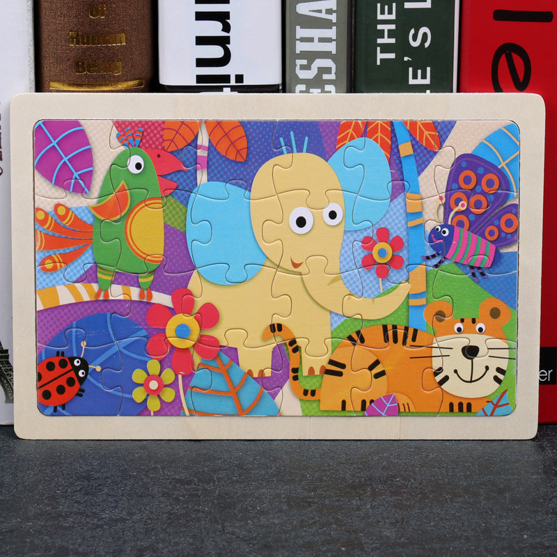 Kinder Holzpuzzle Set mit Aufbewahrungsbox – Lernspielzeug für Jungen und Mädchen, pädagogisches Puzzle ab 3 Jahren