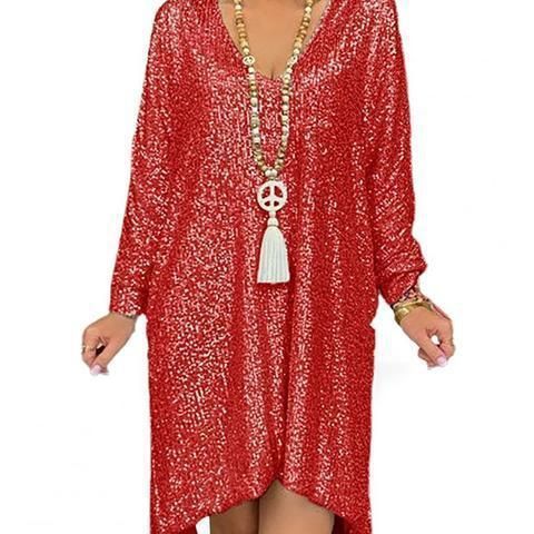 Damen Glitzer Paillettenkleid Elegant A-Linie für festliche Anlässe und Partys