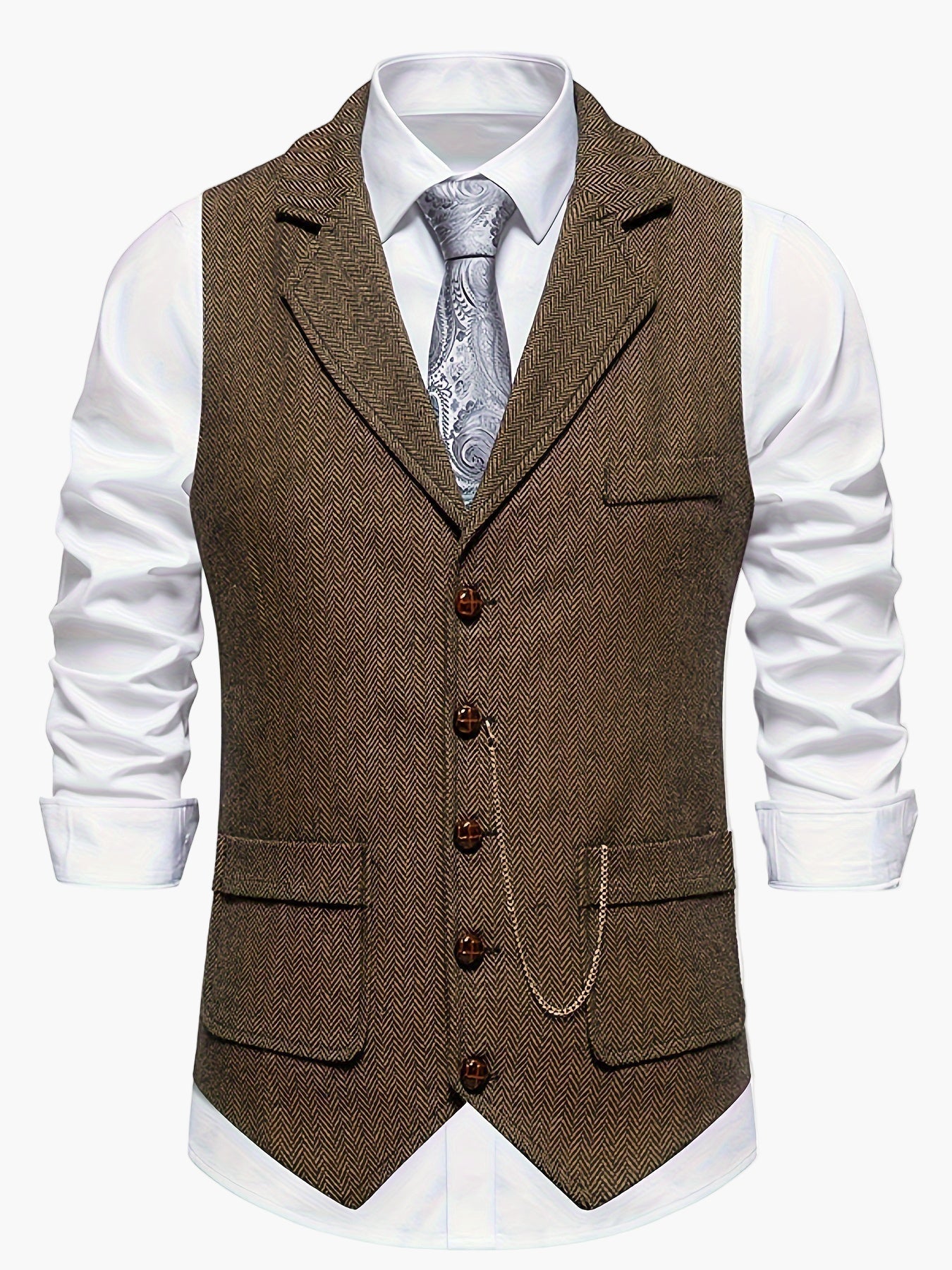Herren Weste Klassisch Modern Business Hochzeit – Elegantes Herrenwesten-Design mit Reverskragen und Retro-Charme