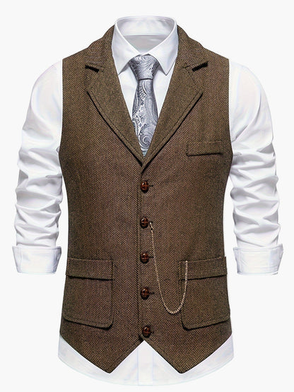 Herren Weste Klassisch Modern Business Hochzeit – Elegantes Herrenwesten-Design mit Reverskragen und Retro-Charme