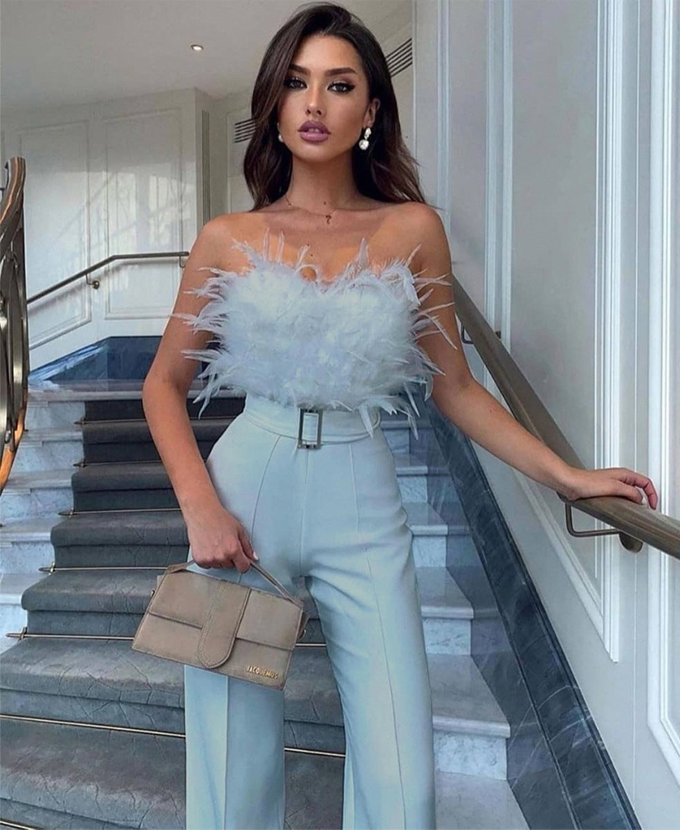 Julie – Federleichtes Damen-Jumpsuit mit Röhrenoberteil für Partys