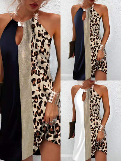 Vanessa – Ärmelloses Kleid mit Leopardenmuster und Metall-Halter