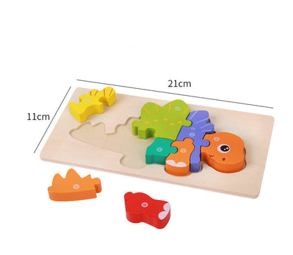 Kinder Dinosaurier Holzpuzzle 3D Lernspielzeug – pädagogisches Steckpuzzle ab 4 Jahren