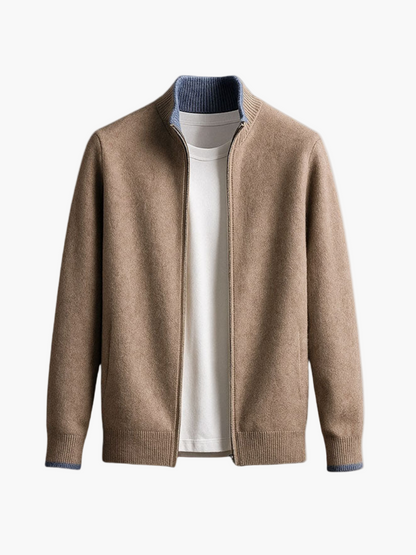 Herren Strickjacke mit Stehkragen und Reißverschluss – Modern, Elegant, Vielseitig für Alltag und Büro