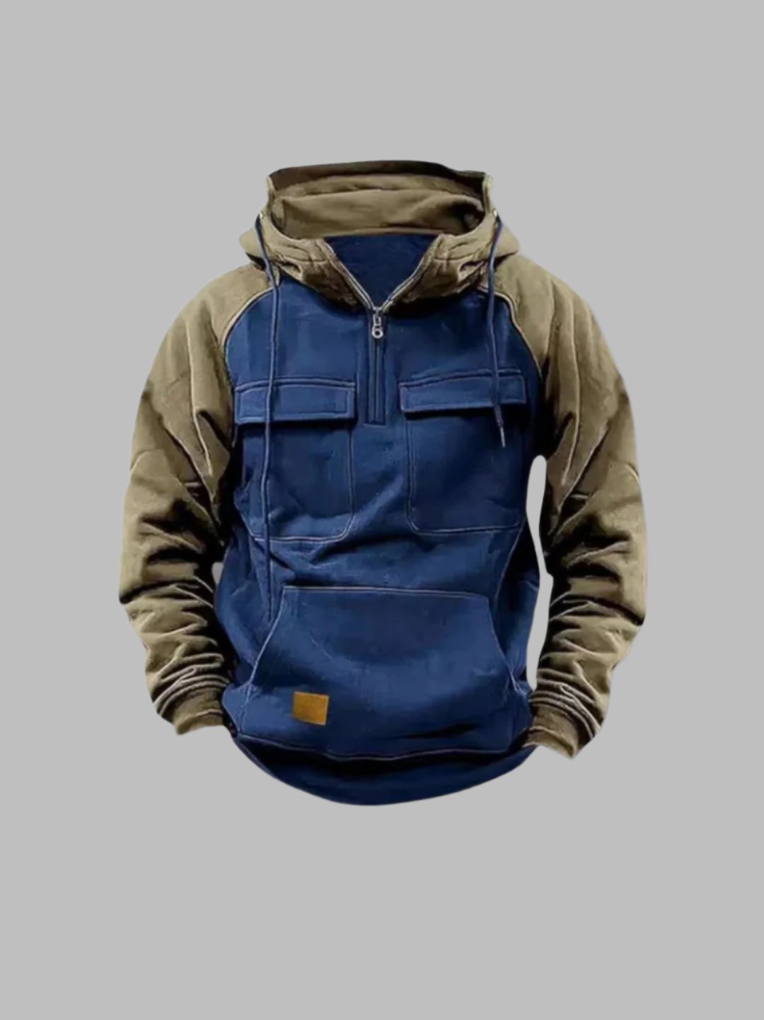 Herren Urban Outdoor Hoodie mit Brusttaschen und Viertelreißverschluss – Streetstyle & Freizeit
