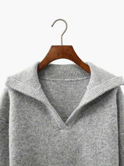 Damen Vintage Strickpullover mit V-Ausschnitt – Bequemer Herbst/Winter Freizeitpullover